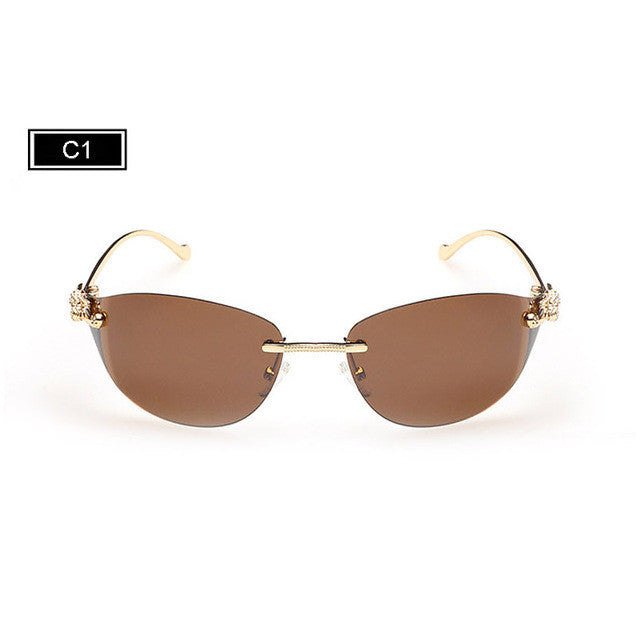 rimless Cat Eye Sunglasses Women Fashion Glasses