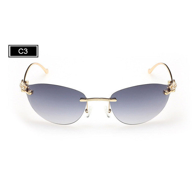 rimless Cat Eye Sunglasses Women Fashion Glasses