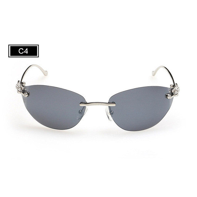 rimless Cat Eye Sunglasses Women Fashion Glasses