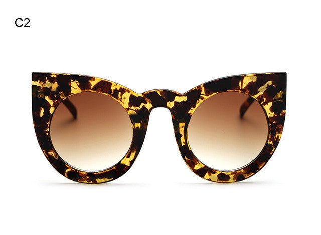 ROBig Frame Mirror Glasses Chunky Cat Eye Sunglasses Women Brand Designer ss81