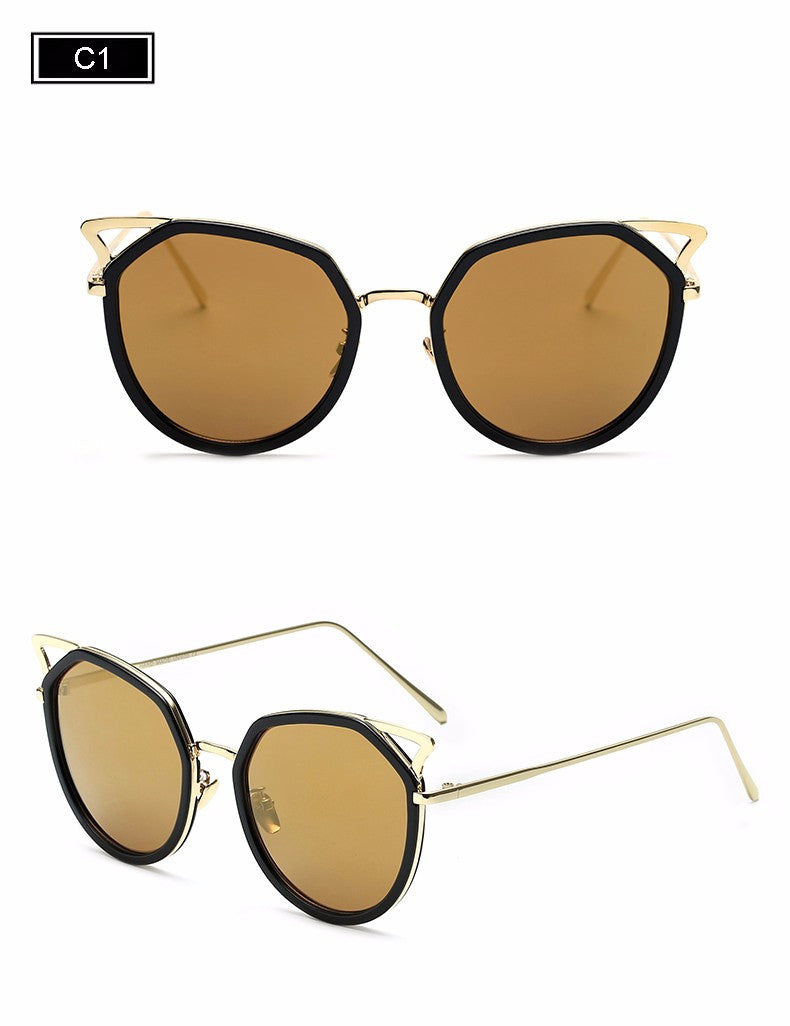 Cat Eye Women Sunglasses Metal Frame Original Brand