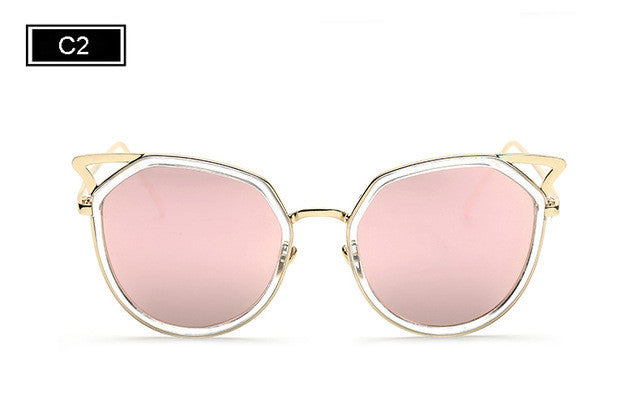 Cat Eye Women Sunglasses Metal Frame Original Brand