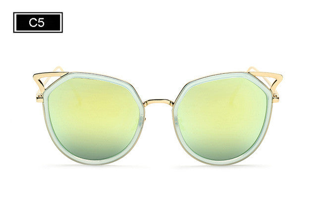 Cat Eye Women Sunglasses Metal Frame Original Brand