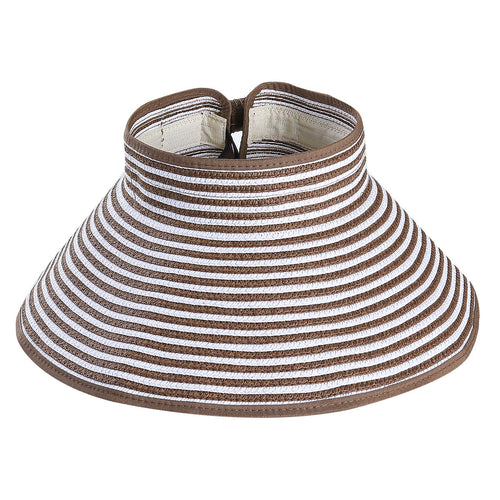 Children Summer Sun Protection Beach Folding Wide Brim Stripe Straw Hat Cap Sunhat