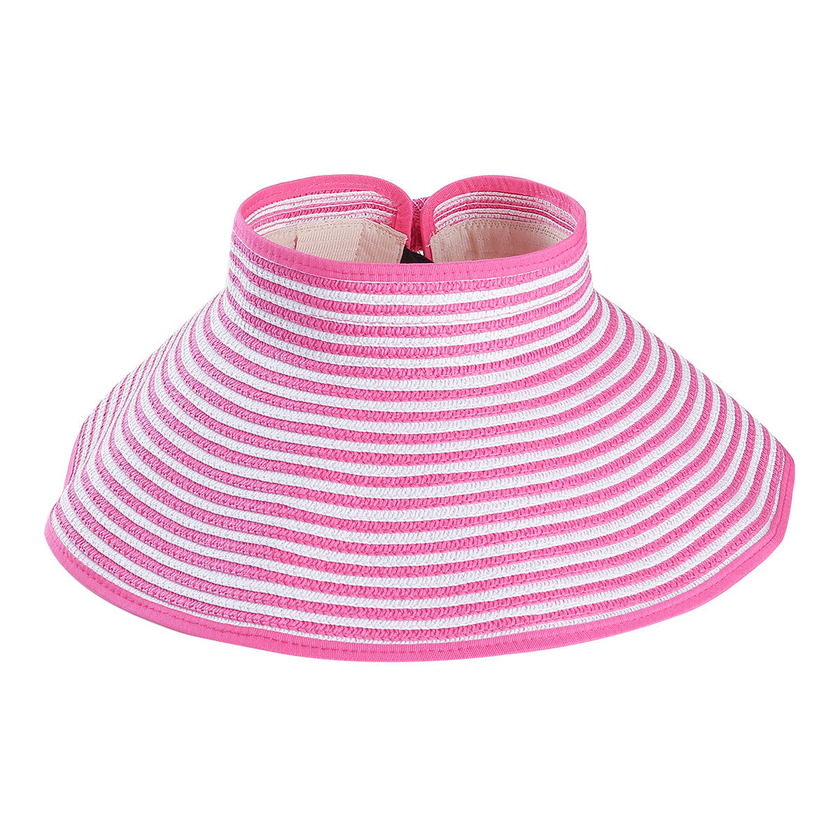 Children Summer Sun Protection Beach Folding Wide Brim Stripe Straw Hat Cap Sunhat