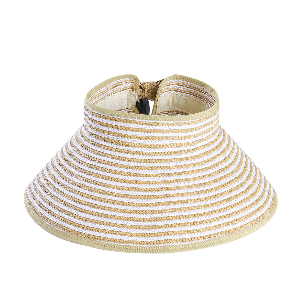 Children Summer Sun Protection Beach Folding Wide Brim Stripe Straw Hat Cap Sunhat