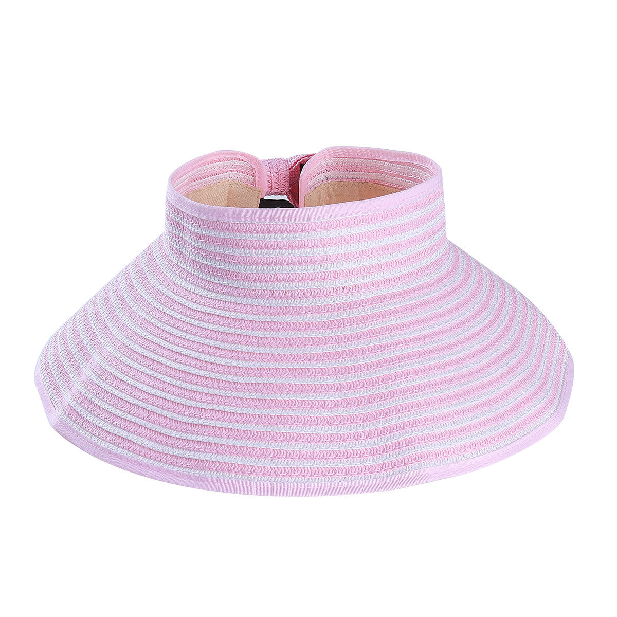 Children Summer Sun Protection Beach Folding Wide Brim Stripe Straw Hat Cap Sunhat