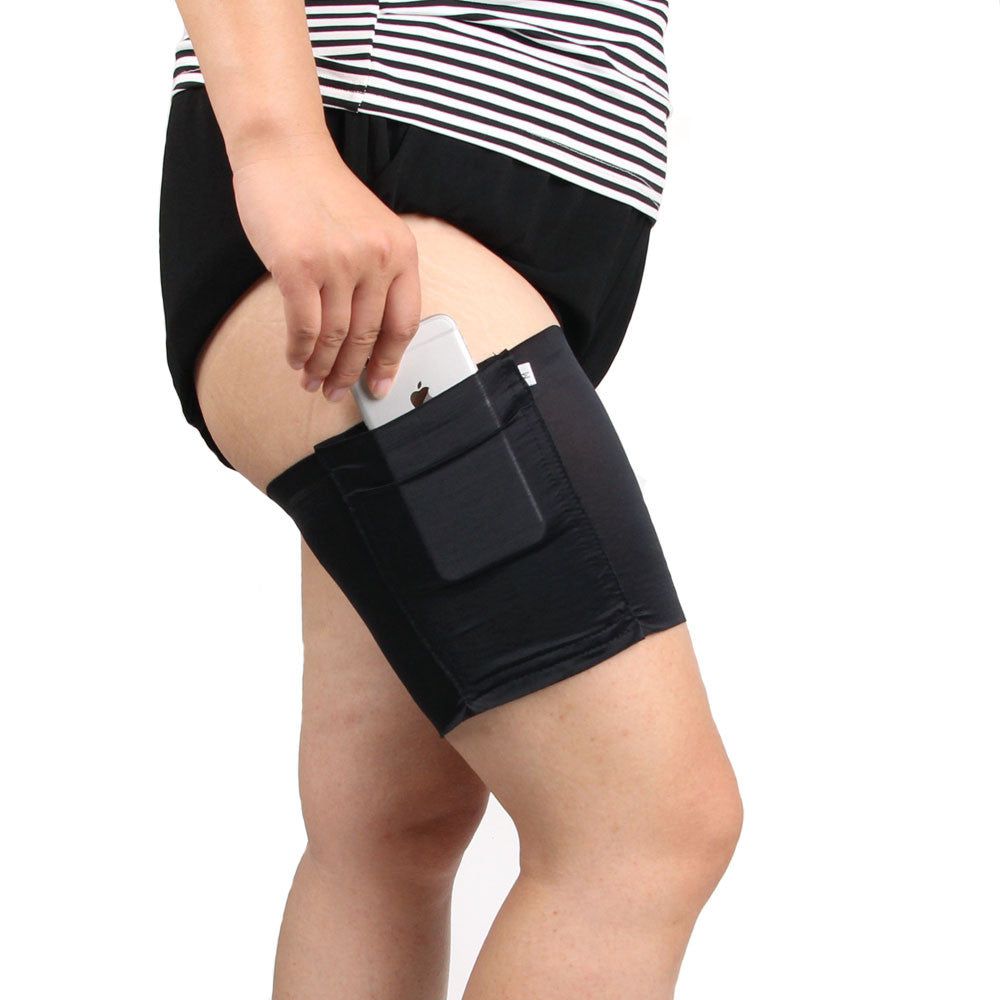 Women Thigh Bands Sock Anti-skid Thigh Sock Leg Warmer with Cellphone Pocket