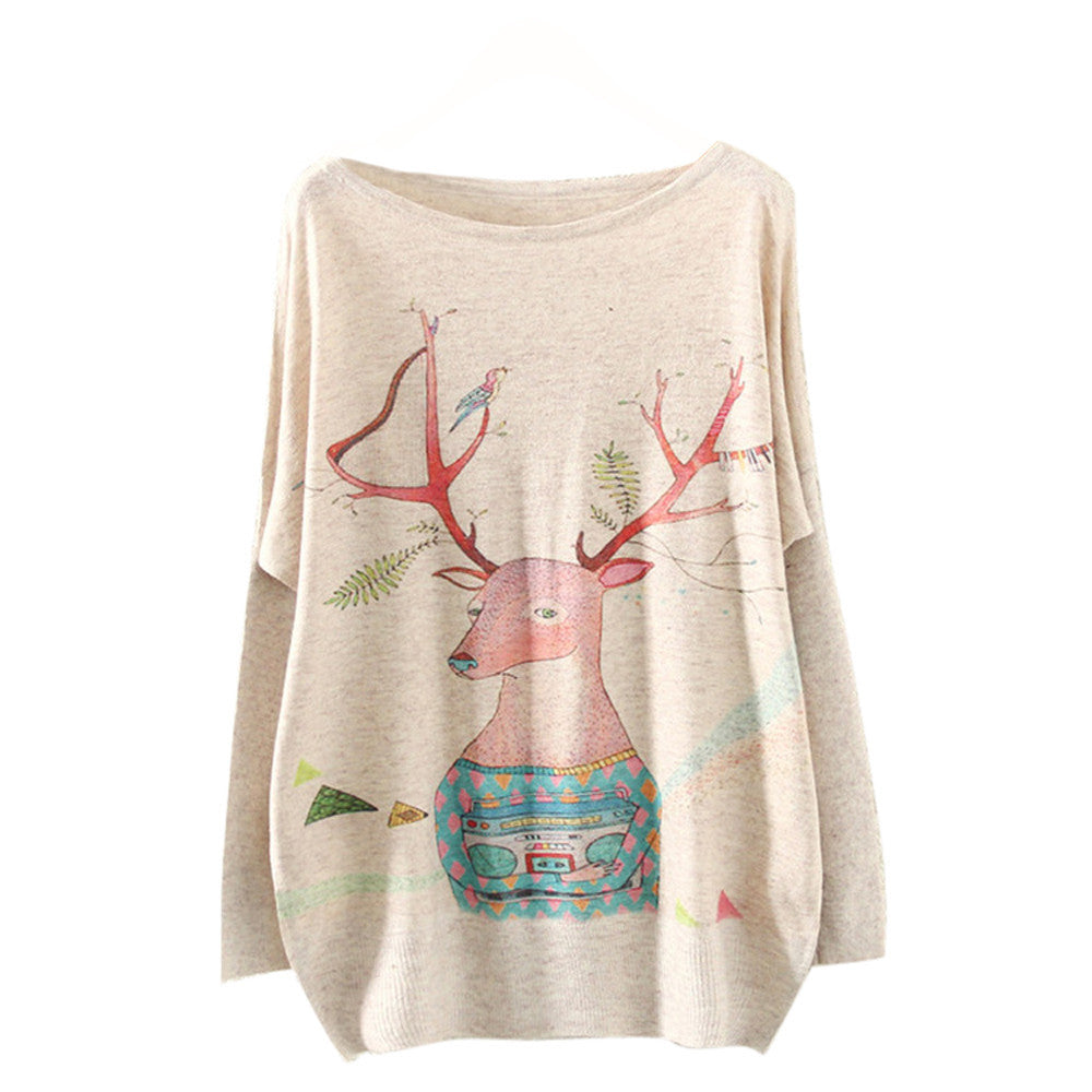 Womens Christmas Batwing Long Sleeve Color