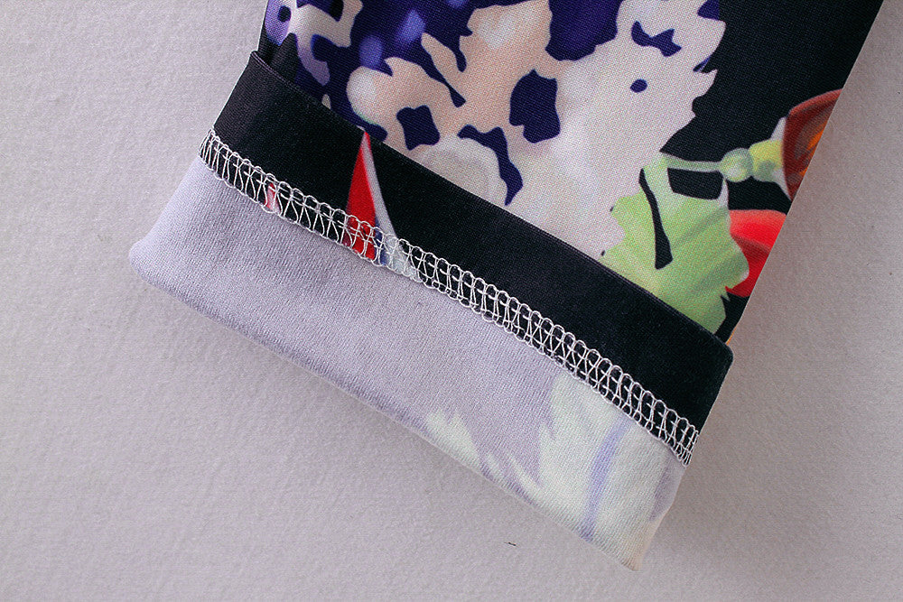 Women Autumn Winter Elastic Leggings Print Floral Trousers Sport Pencil Pants