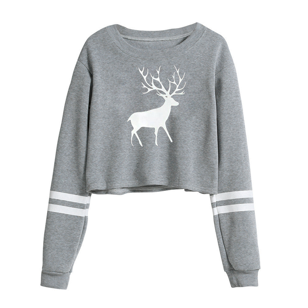 new  Casual Long Sleeve O Neck Deer Print