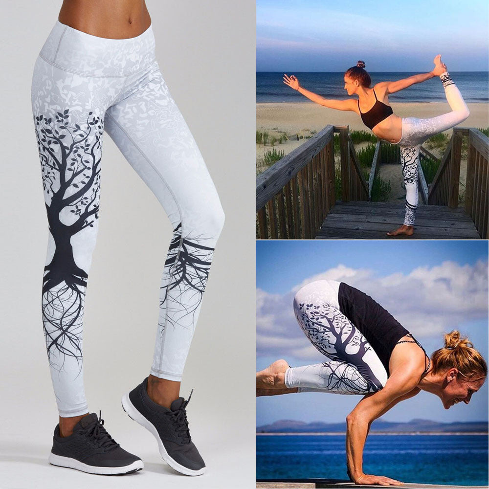 Women Printed Sports Yoga Workout Gym Fitness Exercise Athletic Pants