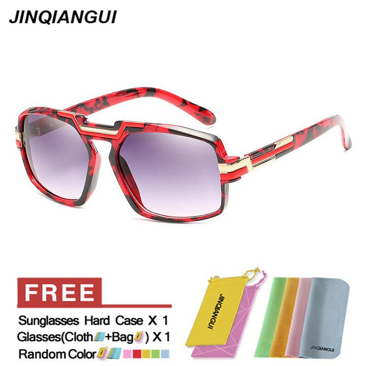 JINQIANGUI Sunglasses Men Square Plastic Frame Sun Glasses Black Color