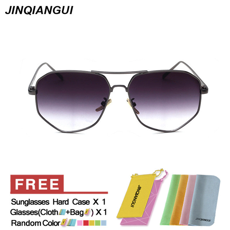 JINQIANGUI Sunglasses Men Pilot Titanium Frame Sun Glasses Black Color