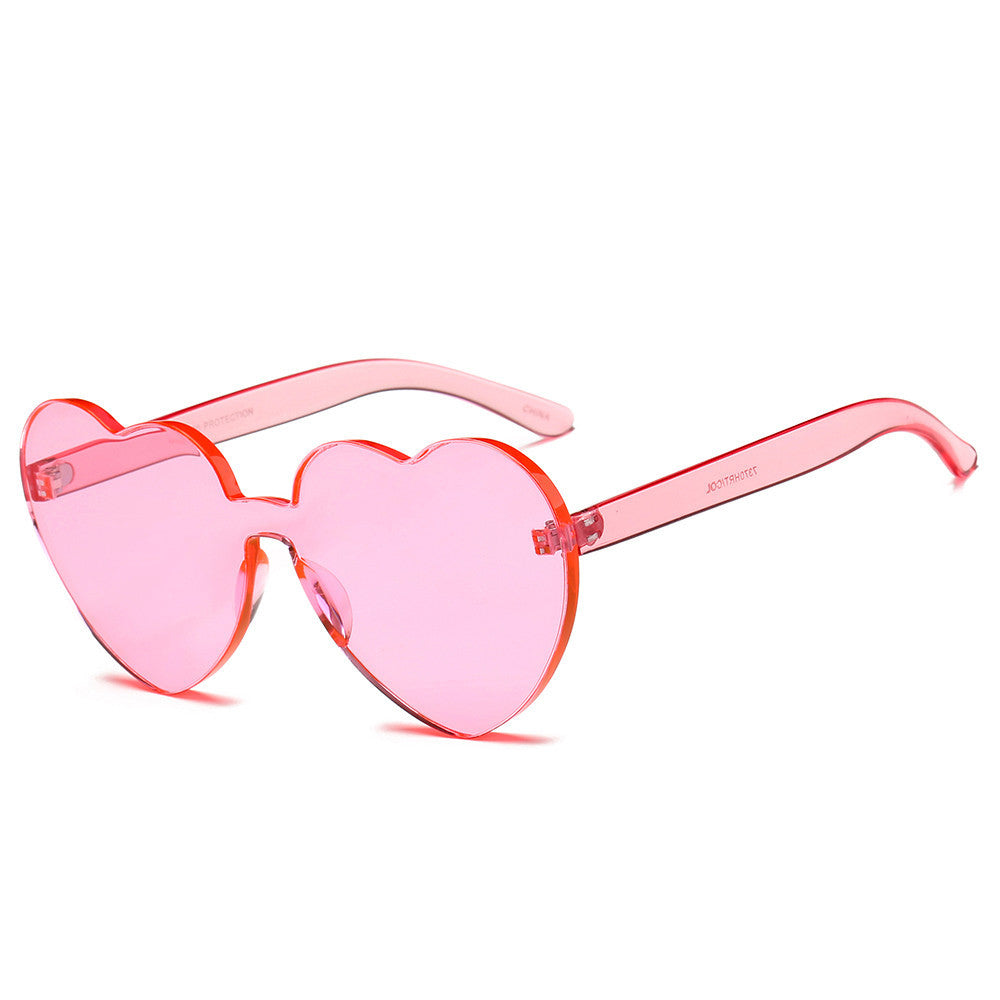 Women Fashion Heart-shaped Shades Sunglasses Integrated UV Candy Colored Glasses