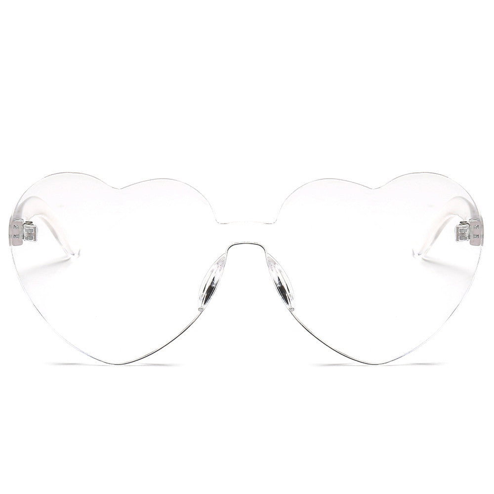 Women Fashion Heart-shaped Shades Sunglasses Integrated UV Candy Colored Glasses