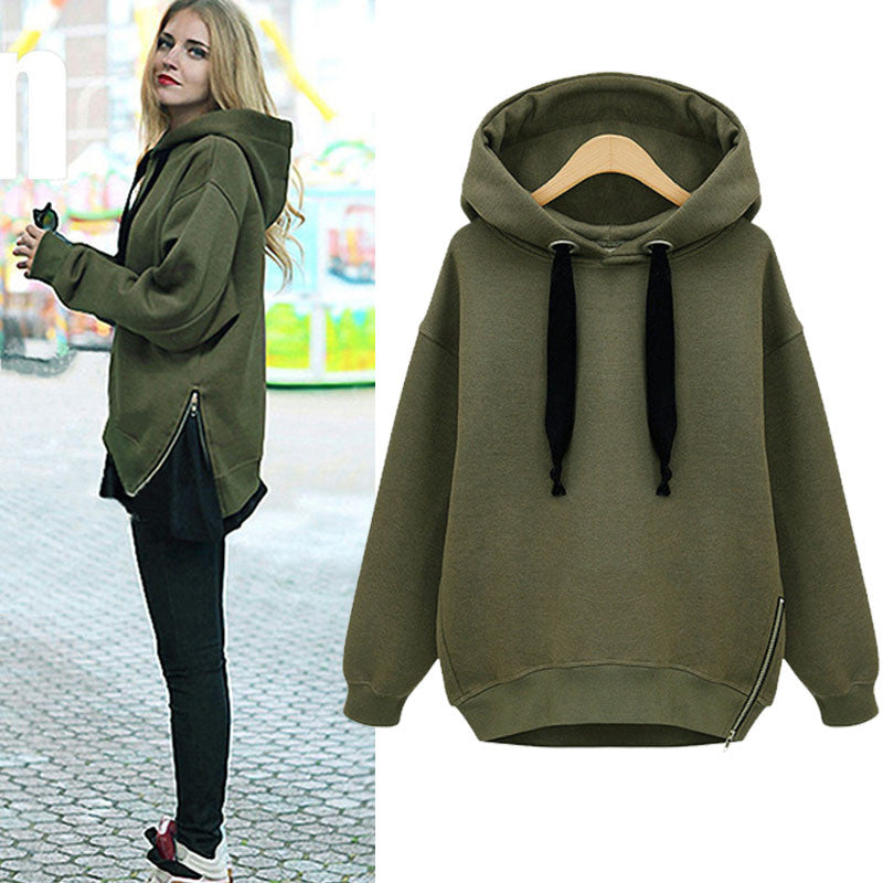 Women Casual Hoodies Blouse Long Sleeve Soild Spring Girls Hooded Sweatshirts Pullover Tops
