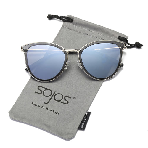 Womens Cat Eye Flash Mirrored Reflective Lenses Sunglasses SJ1052