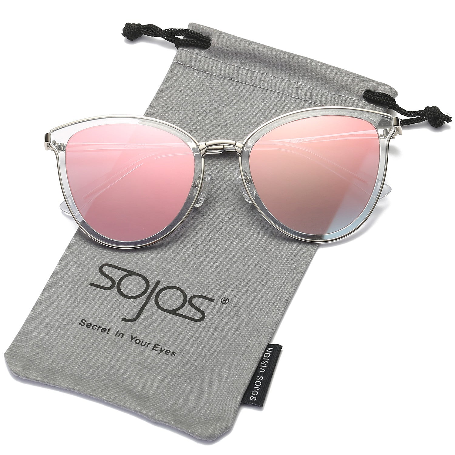 Womens Cat Eye Flash Mirrored Reflective Lenses Sunglasses SJ1052