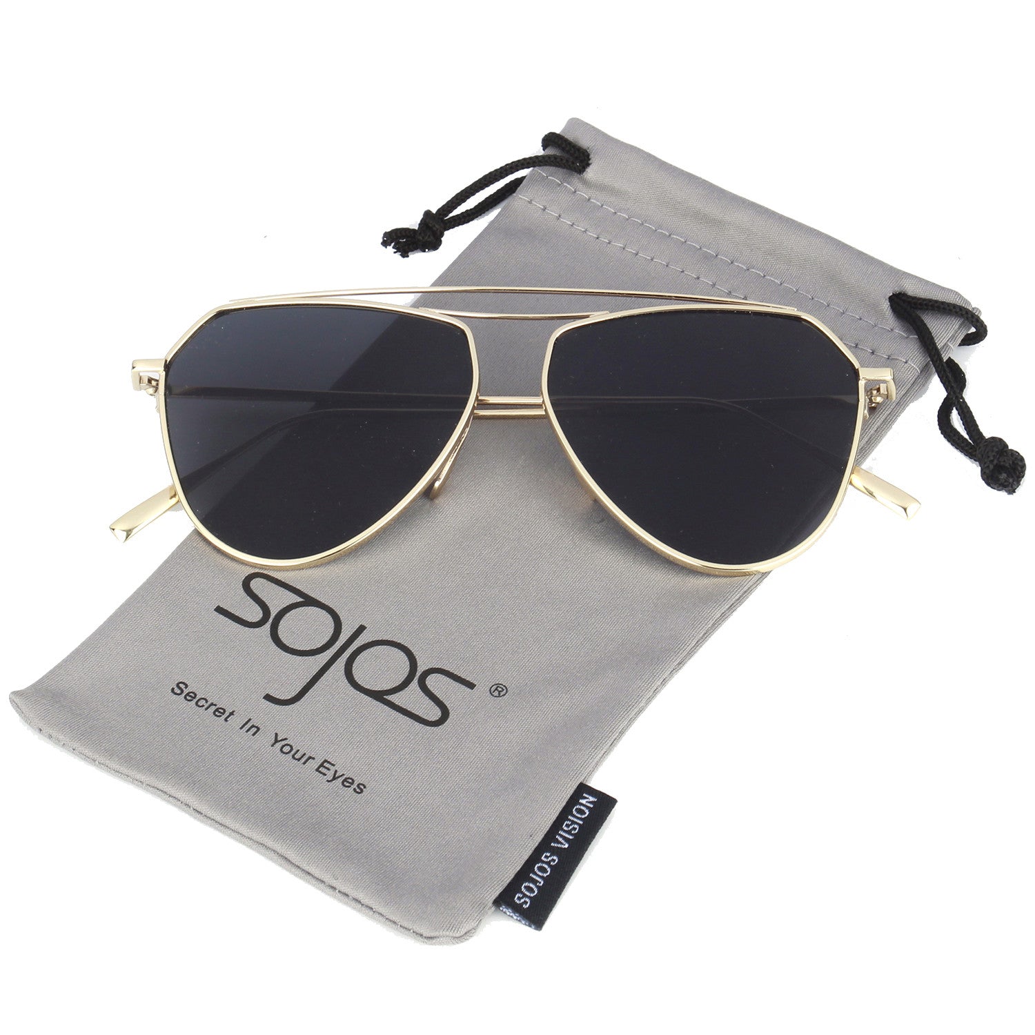 Aviator Flat Mirror Lenses Sunglasses Classic Metal Double Bridge Glasses SJ1040