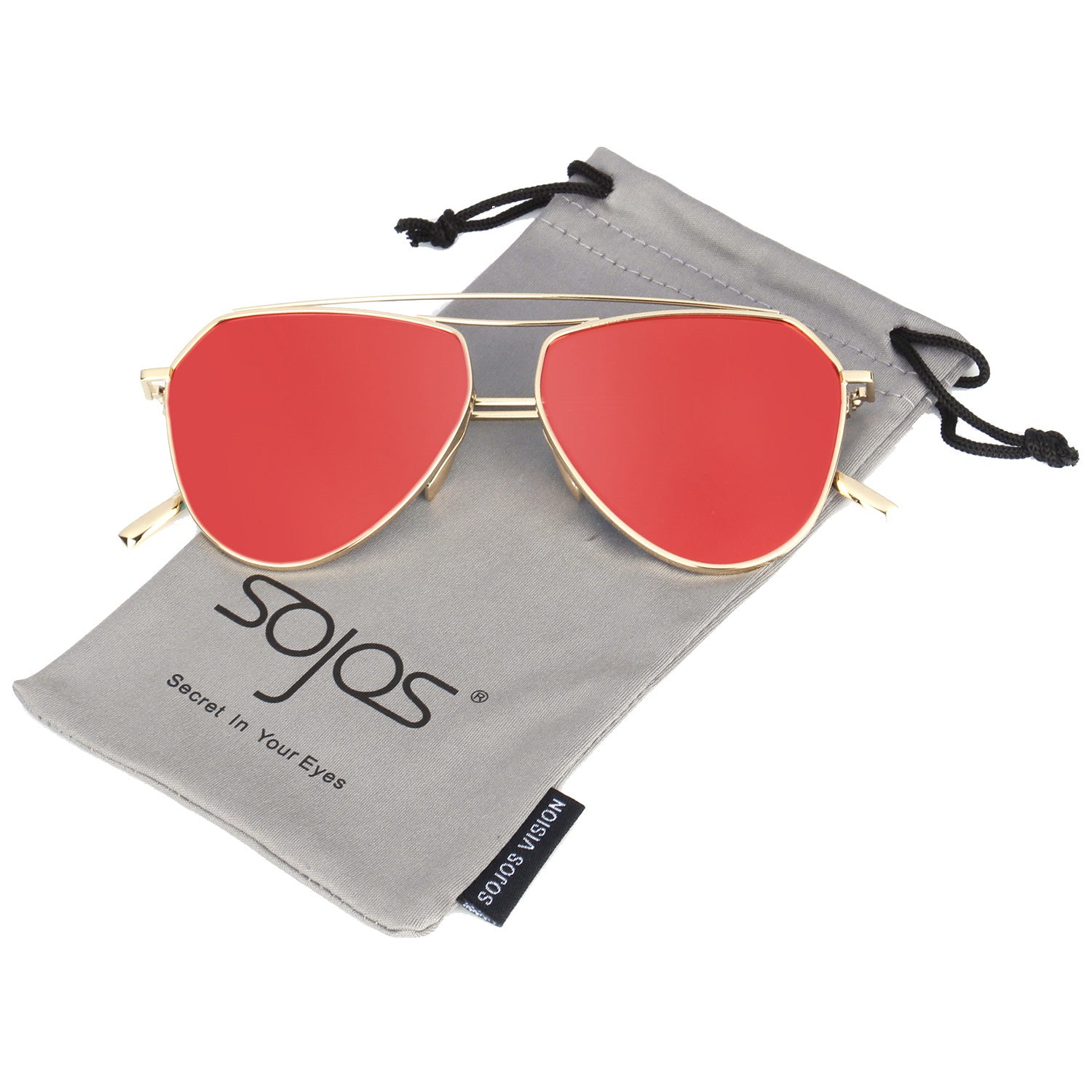 Aviator Flat Mirror Lenses Sunglasses Classic Metal Double Bridge Glasses SJ1040