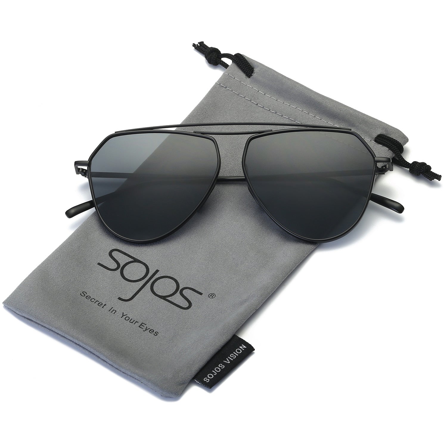 Aviator Flat Mirror Lenses Sunglasses Classic Metal Double Bridge Glasses SJ1040