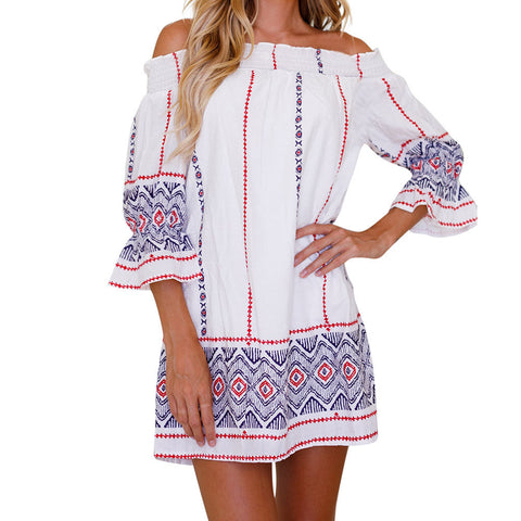 Beach Dress Geometry Print Sleeveless