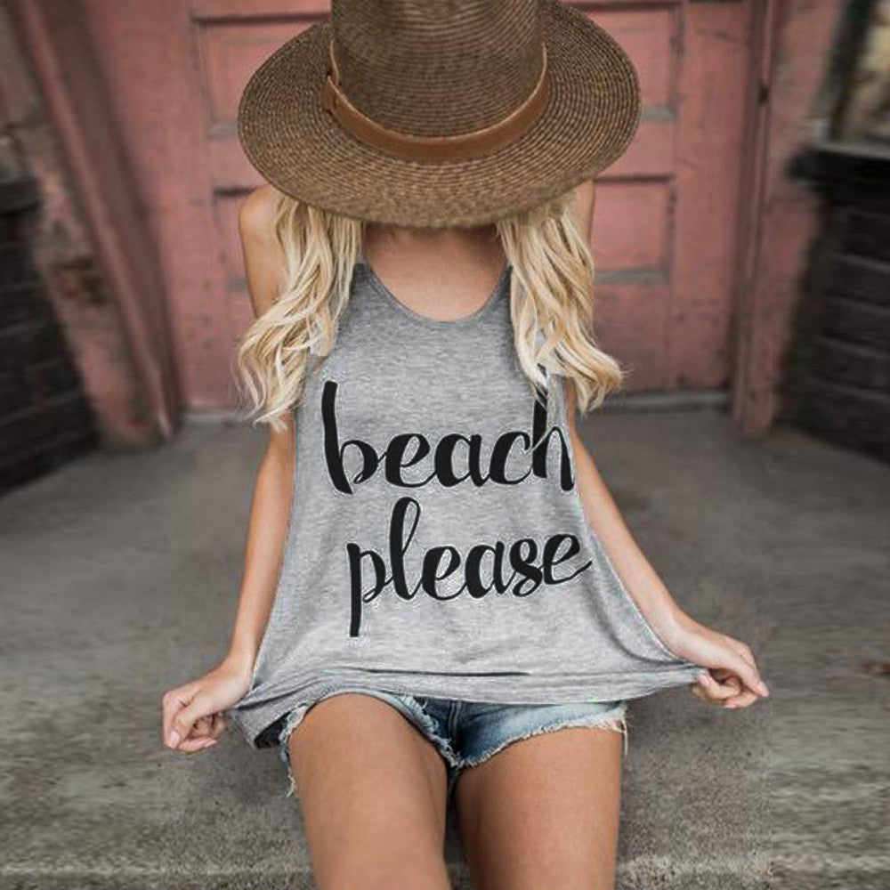 Crop Tops Vest Print Letter Sleeveless