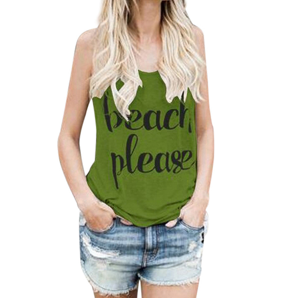 Crop Tops Vest Print
