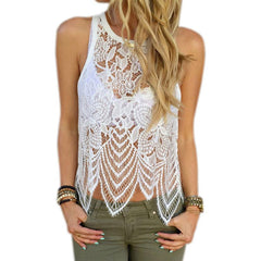 JECKSION Tank Top Crochet Women Tops Elegant Fittness Flower Embroidery Lace Vest Fashion Summer Sleeveless Shirt Clothing #YNQ
