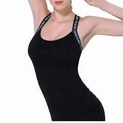 Summer Women White Black Tanks Camisole Fitness Fashion Letters Printing Cotton Strap Wrapped Chest Shirt Top Basic Tank Top