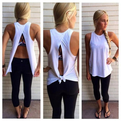 High Quality Women Summer Split back Cotton Vest Top Sleeveless White Blouse Casual Tank Tops Shirt#LSN