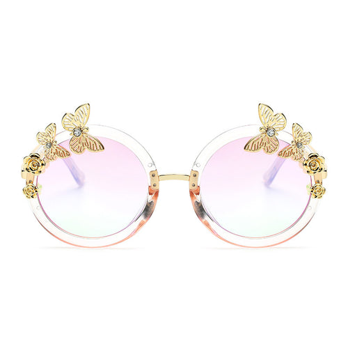 ROYAL GIRL Round Women Sunglasses Butterfly embellished Frame Glasses ss024