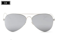 New Sunglasses Women Metal Frame Mirror