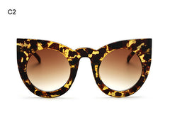 ROBig Frame Mirror Glasses Chunky Cat Eye Sunglasses Women Brand Designer ss81