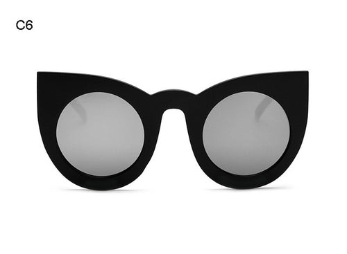 ROBig Frame Mirror Glasses Chunky Cat Eye Sunglasses Women Brand Designer ss81