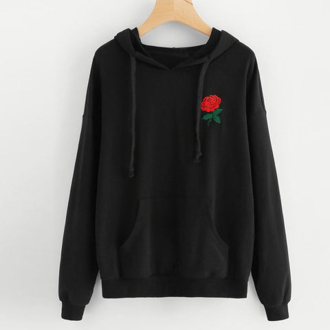 Autumn Winter Rose Printed Sweatshirt For Cool Girl