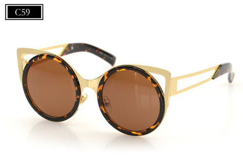 ROYAL GIRL Brand Designer Women Sunglasses Chic Cat Eye Sun Glasses Mirrored Round Glasses Shades ss087