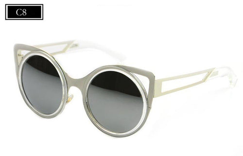 ROYAL GIRL Brand Designer Women Sunglasses Chic Cat Eye Sun Glasses Mirrored Round Glasses Shades ss087