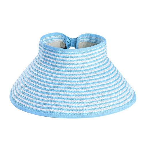Children Summer Sun Protection Beach Folding Wide Brim Stripe Straw Hat Cap Sunhat