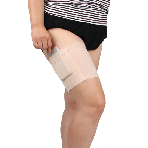 Women Thigh Bands Sock Anti-skid Thigh Sock Leg Warmer with Cellphone Pocket