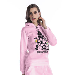 Women Printed  Christmas Deer Long Sleeve Hooded Loose Blouse Casual Tops