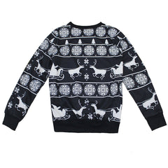 Women Christmas Elk Snowflake Long Sleeve Pullover