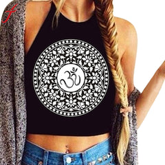 Halterneck Tank Top 2017 Summer Fashion Womens Printing Sleeveless Tank Crop Tops Vest femme T-Shirt Black Camis
