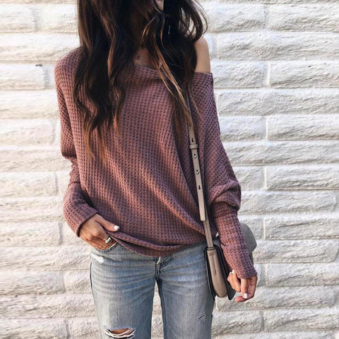 Fashion Womens Irregular Knitting Loose Sweatshirt Pullover Long Tops Blouse