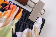 Women Autumn Winter Elastic Leggings Print Floral Trousers Sport Pencil Pants