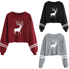 new  Casual Long Sleeve O Neck Deer Print