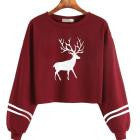new  Casual Long Sleeve O Neck Deer Print