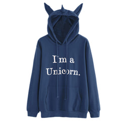 Unicorn Print Long Sleeve Hoodie