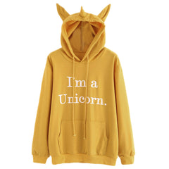 Unicorn Print Long Sleeve Hoodie